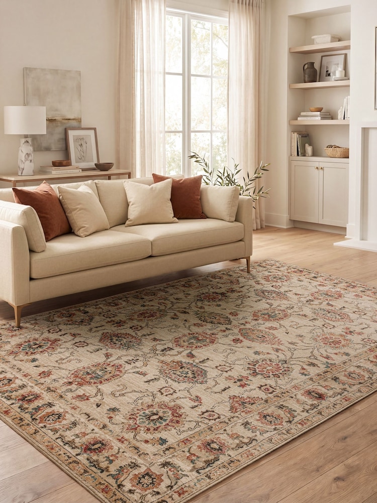 THE RUG EDIT Cream Multi Raja Border Rug - Image 1 of 9 THE RUG EDIT Cream Multi Raja Border Rug - Image 1 of 9