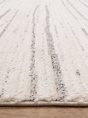 THE RUG EDIT Cream Grey Oslo Broken Stripes Rug - Image 8 of 9