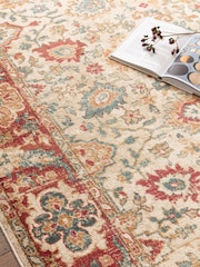 THE RUG EDIT Cream Red Raja Border Rug - Image 2 of 9