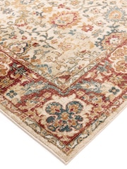 THE RUG EDIT Cream Red Raja Border Rug - Image 5 of 9