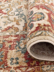 THE RUG EDIT Cream Red Raja Border Rug - Image 6 of 9