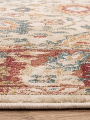 THE RUG EDIT Cream Red Raja Border Rug - Image 8 of 9