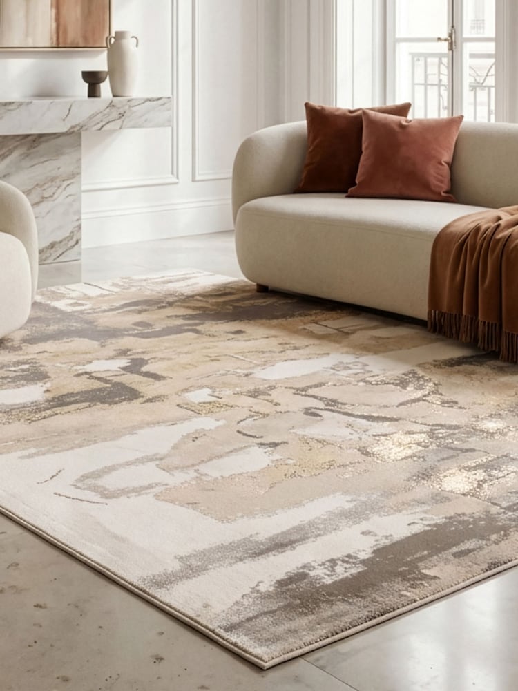 THE RUG EDIT Metallic Miro Abstract Rug - Image 1 of 9 THE RUG EDIT Metallic Miro Abstract Rug - Image 1 of 9