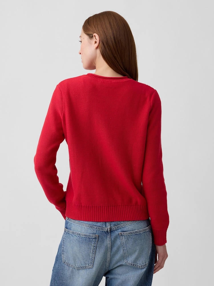 Gap Red Rolled Neck Cable-Knit Jumper - Image 2 of 4 Gap Red Rolled Neck Cable-Knit Jumper - Image 2 of 4