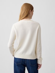Gap White Rolled Neck Cable-Knit Jumper - Image 2 of 4