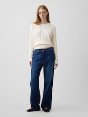 Gap White Rolled Neck Cable-Knit Jumper - Image 3 of 4