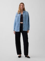 Gap Light Wash Denim Oversized Shirt Jacket - Image 3 of 4