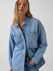 Gap Light Wash Denim Oversized Shirt Jacket - Image 4 of 4