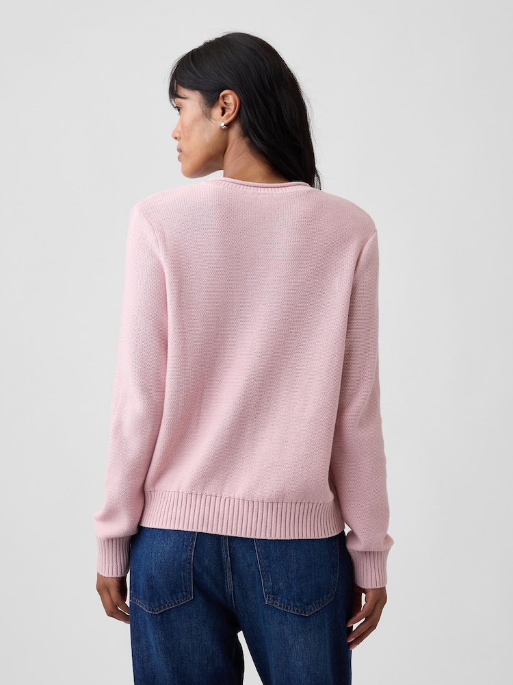 Gap Pink Rolled Neck Cable-Knit Jumper - Image 2 of 4 Gap Pink Rolled Neck Cable-Knit Jumper - Image 2 of 4