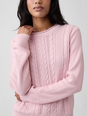 Gap Pink Rolled Neck Cable-Knit Jumper - Image 3 of 4
