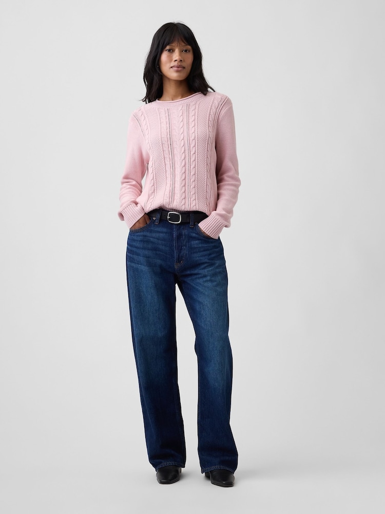 Gap Pink Rolled Neck Cable-Knit Jumper - Image 4 of 4 Gap Pink Rolled Neck Cable-Knit Jumper - Image 4 of 4
