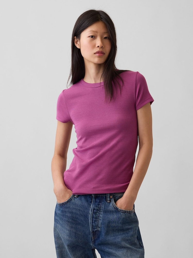 Gap Purple Modern Crew Neck T-Shirt - Image 1 of 3 Gap Purple Modern Crew Neck T-Shirt - Image 1 of 3