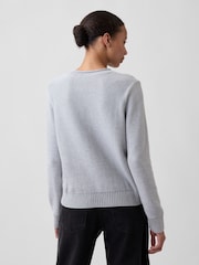 Gap Grey Rolled Neck Cable-Knit Jumper - Image 2 of 4