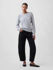 Gap Grey Rolled Neck Cable-Knit Jumper - Image 3 of 4