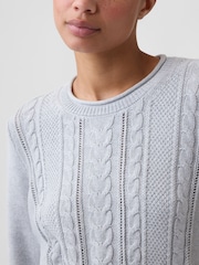 Gap Grey Rolled Neck Cable-Knit Jumper - Image 4 of 4