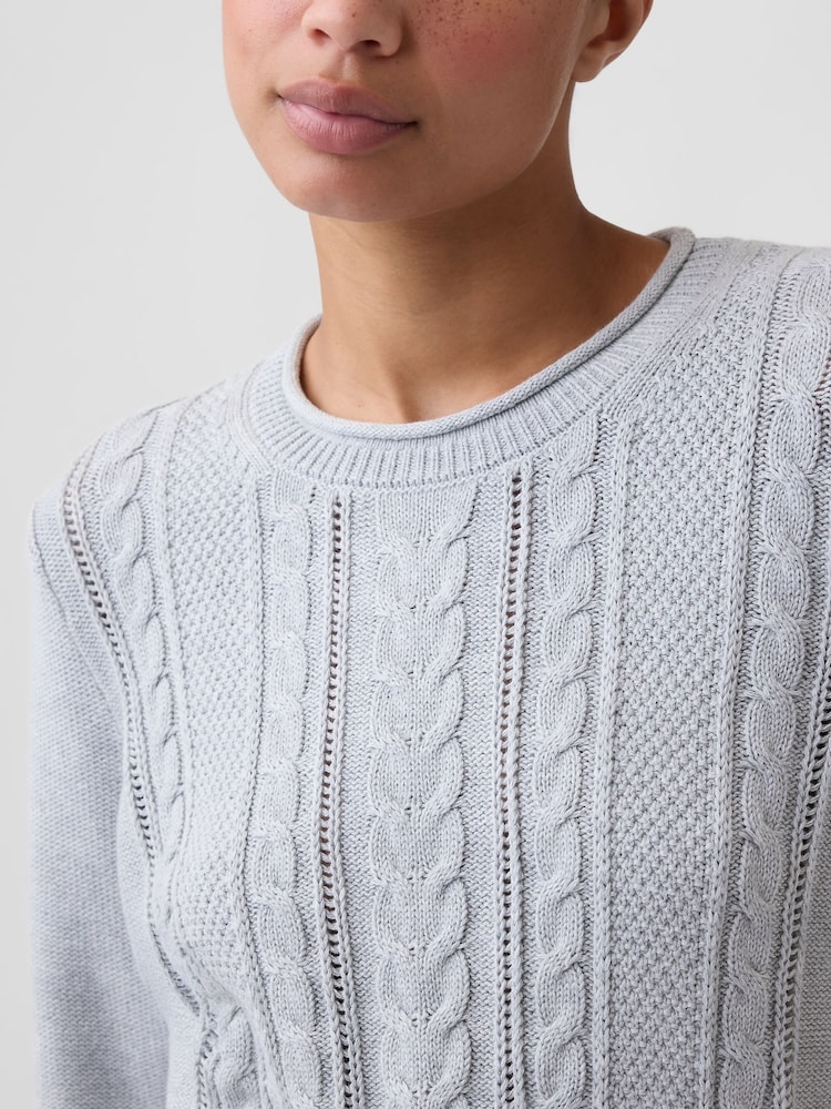Gap Grey Rolled Neck Cable-Knit Jumper - Image 4 of 4 Gap Grey Rolled Neck Cable-Knit Jumper - Image 4 of 4