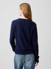 Gap Blue Rolled Neck Cable-Knit Jumper - Image 2 of 4