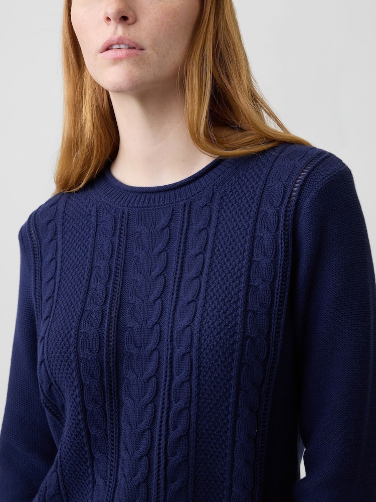 Gap Blue Rolled Neck Cable-Knit Jumper - Image 4 of 4 Gap Blue Rolled Neck Cable-Knit Jumper - Image 4 of 4