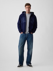 Ναυτικό - Gap Relaxed Logo Sherpa-Lined Zip-Up Hoodie - Εικόνα 3 από 4