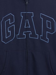 Ναυτικό - Gap Relaxed Logo Sherpa-Lined Zip-Up Hoodie - Εικόνα 4 από 4