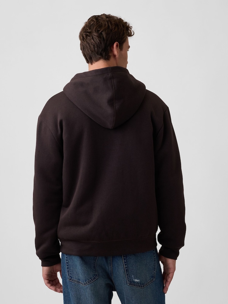 Καφετί - Gap Relaxed Logo Sherpa-Lined Zip-Up Hoodie - Εικόνα 2 από 4