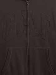 Καφετί - Gap Relaxed Logo Sherpa-Lined Zip-Up Hoodie - Εικόνα 4 από 4