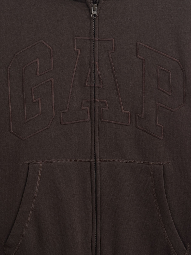 Καφετί - Gap Relaxed Logo Sherpa-Lined Zip-Up Hoodie - Εικόνα 4 από 4