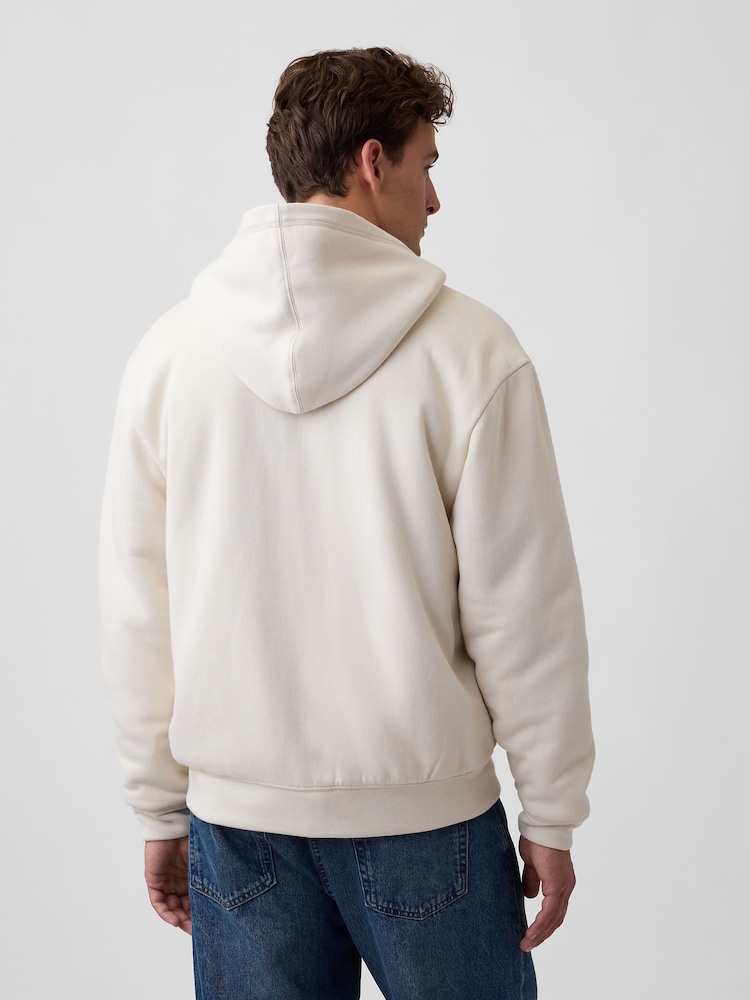 Κρεμ - Gap Relaxed Logo Sherpa-Lined Zip-Up Hoodie - Εικόνα 2 από 4