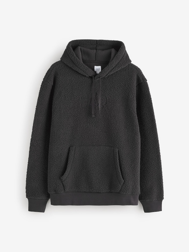 Gap Black Sherpa Pullover Hoodie - Image 1 of 4 Gap Black Sherpa Pullover Hoodie - Image 1 of 4