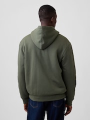 Χακί πράσινο - Gap Relaxed Logo Sherpa-Lined Zip-Up Hoodie - Εικόνα 2 από 4