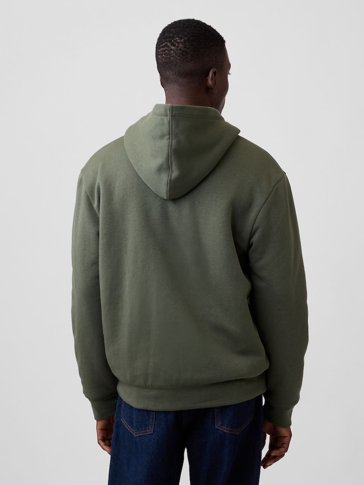 Χακί πράσινο - Gap Relaxed Logo Sherpa-Lined Zip-Up Hoodie - Εικόνα 2 από 4 Χακί πράσινο - Gap Relaxed Logo Sherpa-Lined Zip-Up Hoodie - Εικόνα 2 από 4