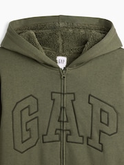Χακί πράσινο - Gap Relaxed Logo Sherpa-Lined Zip-Up Hoodie - Εικόνα 4 από 4