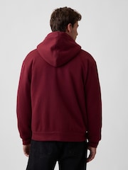 Burgundy - Gap Relaxed Logo Sherpa-Lined Zip-Up Hoodie - Εικόνα 2 από 4