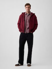 Burgundy - Gap Relaxed Logo Sherpa-Lined Zip-Up Hoodie - Εικόνα 3 από 4