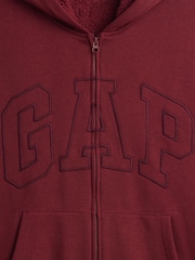 Burgundy - Gap Relaxed Logo Sherpa-Lined Zip-Up Hoodie - Εικόνα 4 από 4