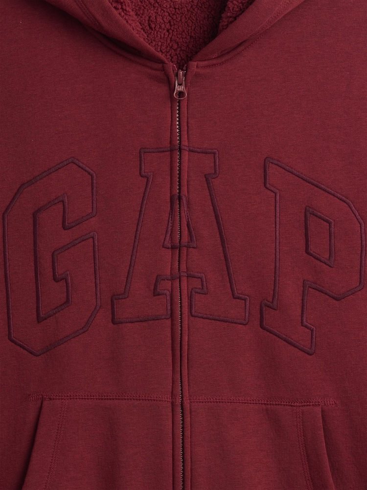 Burgundy - Gap Relaxed Logo Sherpa-Lined Zip-Up Hoodie - Εικόνα 4 από 4 Burgundy - Gap Relaxed Logo Sherpa-Lined Zip-Up Hoodie - Εικόνα 4 από 4