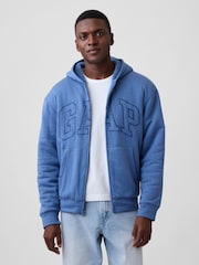 Μπλε - Gap Relaxed Logo Sherpa-Lined Zip-Up Hoodie - Εικόνα 1 από 4