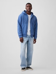 Μπλε - Gap Relaxed Logo Sherpa-Lined Zip-Up Hoodie - Εικόνα 3 από 4