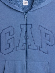 Μπλε - Gap Relaxed Logo Sherpa-Lined Zip-Up Hoodie - Εικόνα 4 από 4