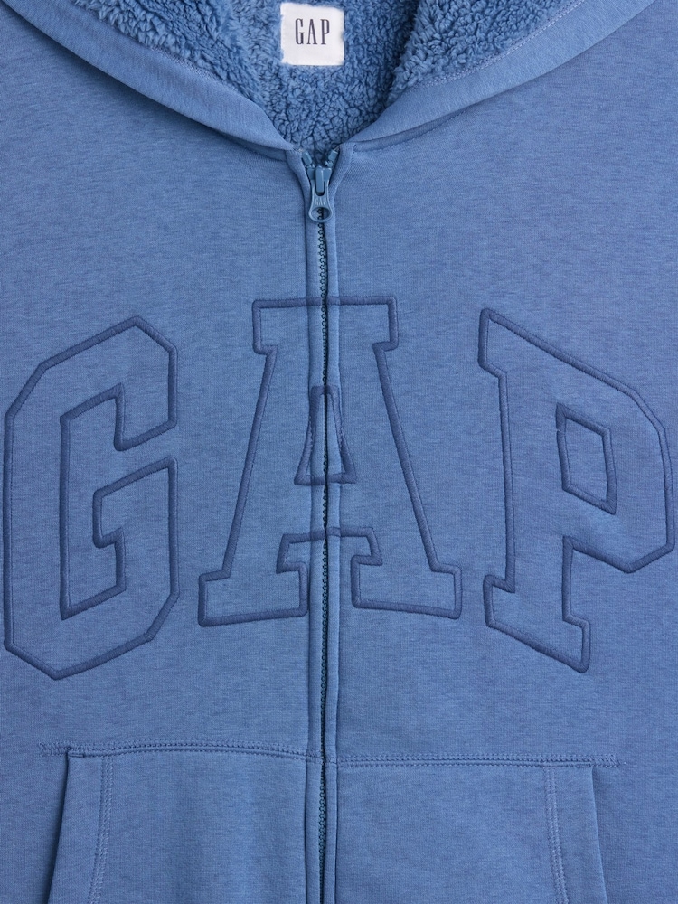 Μπλε - Gap Relaxed Logo Sherpa-Lined Zip-Up Hoodie - Εικόνα 4 από 4