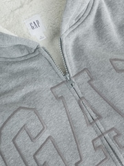 Γκρι - Gap Relaxed Logo Sherpa-Lined Zip-Up Hoodie - Εικόνα 4 από 4