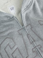Grau - Gap Relaxed Logo Sherpa-Lined Zip-Up Hoodie - Bild 7 von 8