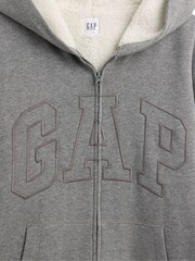 Grau - Gap Relaxed Logo Sherpa-Lined Zip-Up Hoodie - Bild 8 von 8