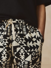 Black/White Print Single Linen Blend Pull-On Shorts (3-16yrs) - Image 4 of 8