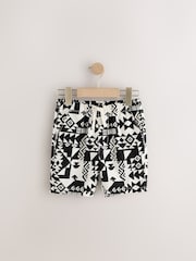 Black/White Print Single Linen Blend Pull-On Shorts (3-16yrs) - Image 5 of 8