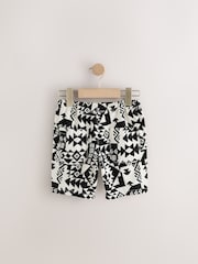 Black/White Print Single Linen Blend Pull-On Shorts (3-16yrs) - Image 6 of 8
