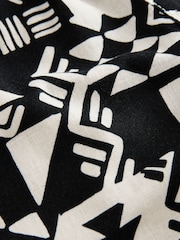 Black/White Print Single Linen Blend Pull-On Shorts (3-16yrs) - Image 7 of 8