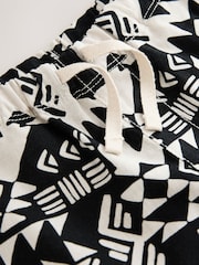 Black/White Print Single Linen Blend Pull-On Shorts (3-16yrs) - Image 8 of 8