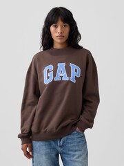 Gap Brown Oversized Logo Mock Neck Tunic Sweatshirt - Image 1 of 4