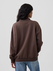 Gap Brown Oversized Logo Mock Neck Tunic Sweatshirt - Image 2 of 4